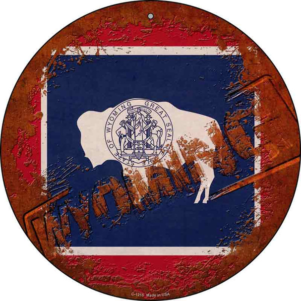 Wyoming Rusty Stamped Wholesale Novelty Metal Circular Sign C-1215