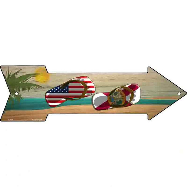 US and Florida Flag Flip Flop Wholesale Novelty Metal Arrow Sign