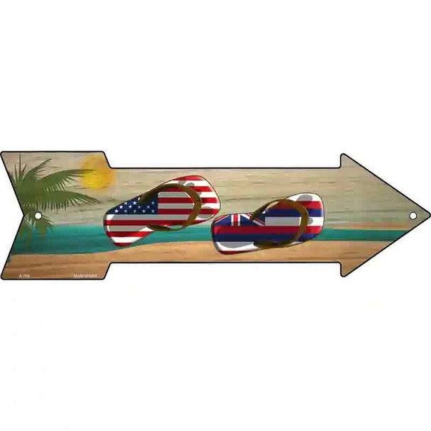 US and Hawaii Flag Flip Flop Wholesale Novelty Metal Arrow Sign