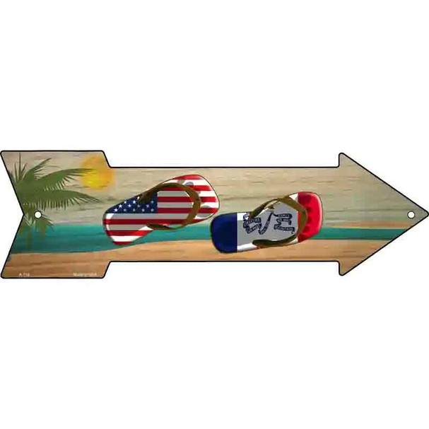 US and Iowa Flag Flip Flop Wholesale Novelty Metal Arrow Sign