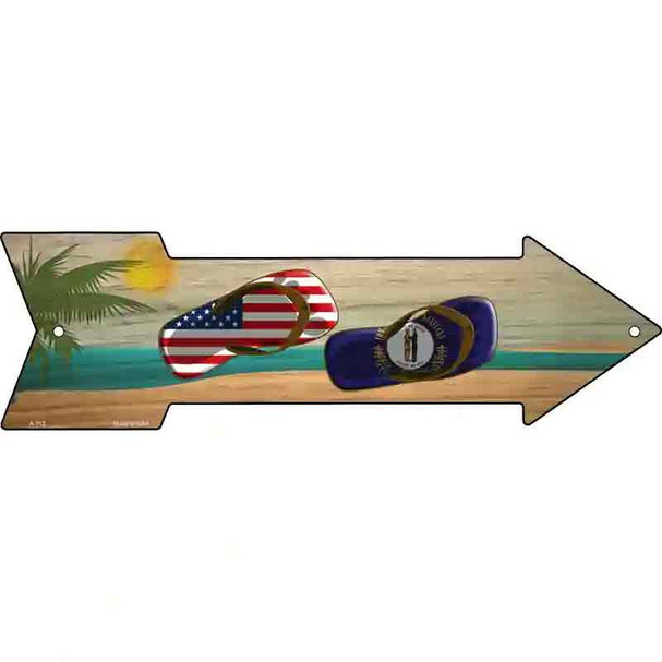 US and Kentucky Flag Flip Flop Wholesale Novelty Metal Arrow Sign