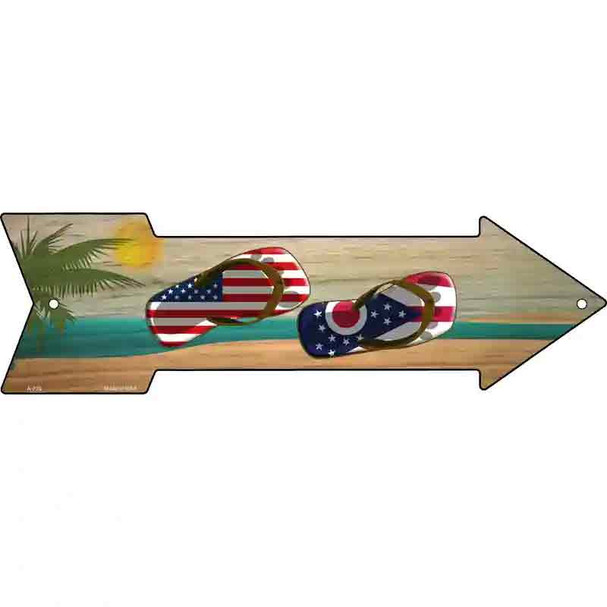 US and Ohio Flag Flip Flop Wholesale Novelty Metal Arrow Sign