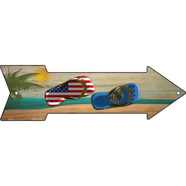 US and Oklahoma Flag Flip Flop Wholesale Novelty Metal Arrow Sign