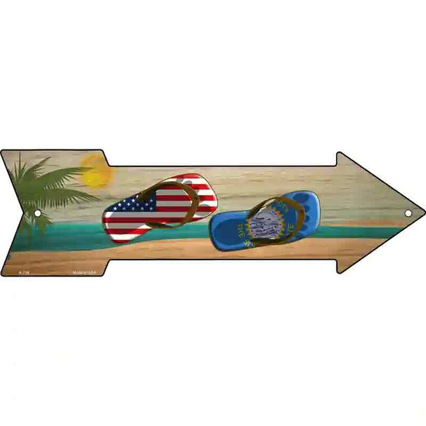US and South Dakota Flag Flip Flop Wholesale Novelty Metal Arrow Sign