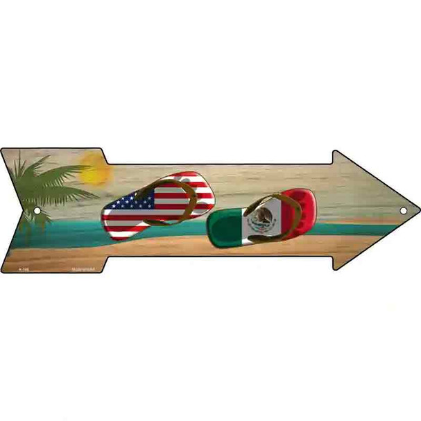 US and Mexico Flag Flip Flop Wholesale Novelty Metal Arrow Sign