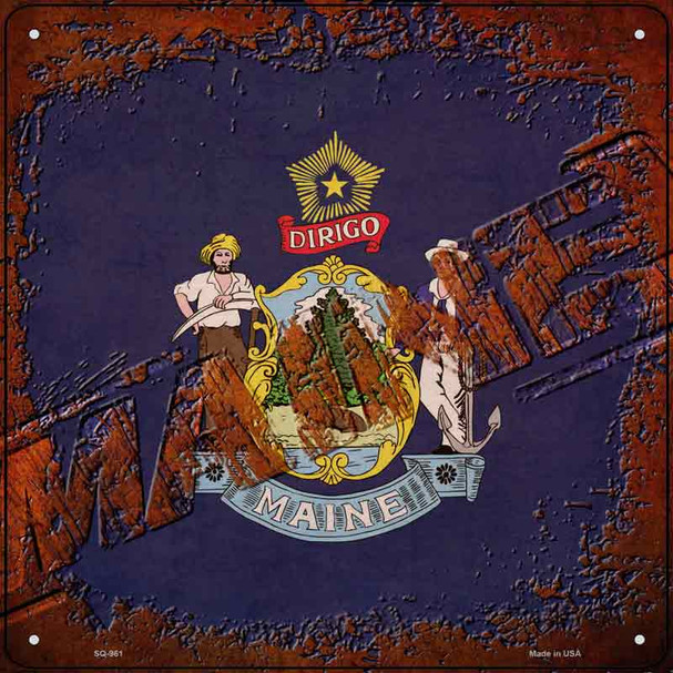Maine Rusty Stamped Wholesale Novelty Metal Square Sign