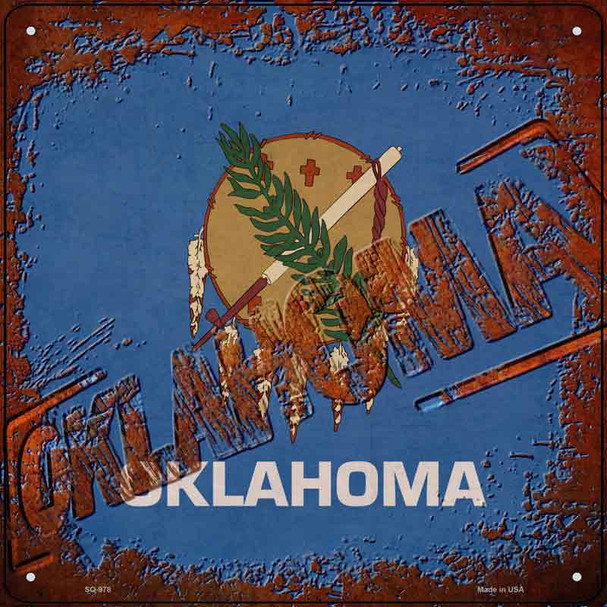 Oklahoma Rusty Stamped Wholesale Novelty Metal Square Sign