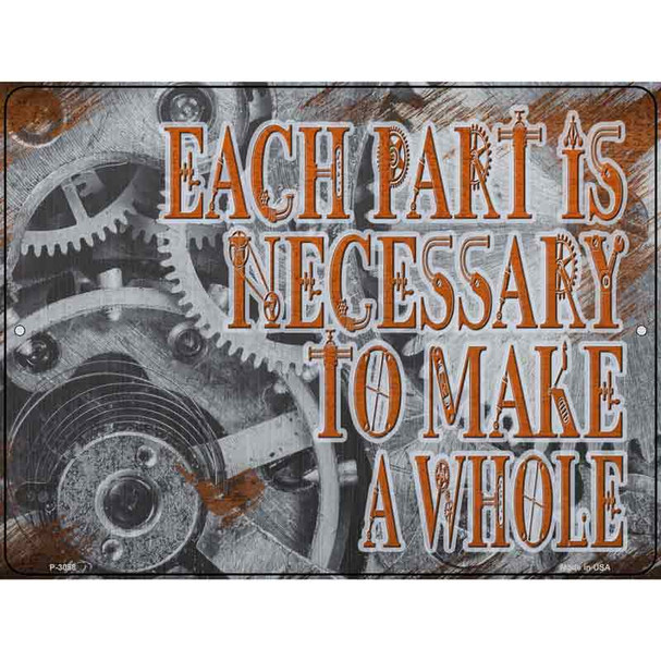 Each Part Is Necessary Wholesale Novelty Metal Parking Sign