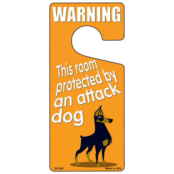 Protected By An Attack Dog Wholesale Novelty Metal Door Hanger DH-049