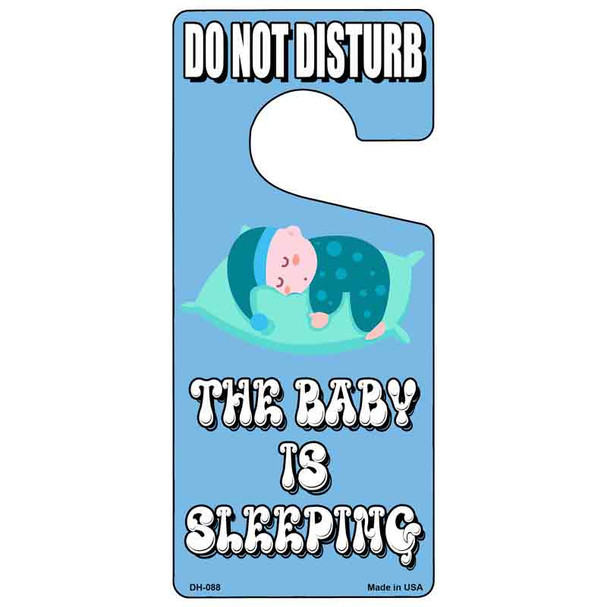 The Baby Is Sleeping Blue Wholesale Novelty Metal Door Hanger DH-088