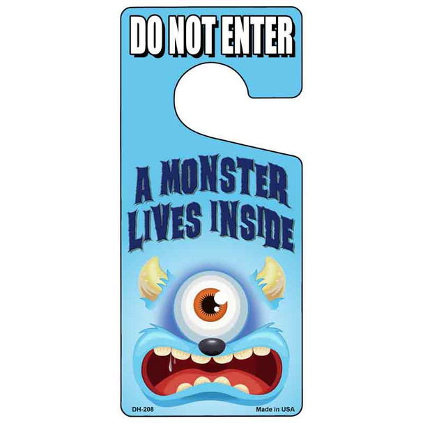 A Monster Lives Inside Blue Wholesale Novelty Metal Door Hanger DH-208