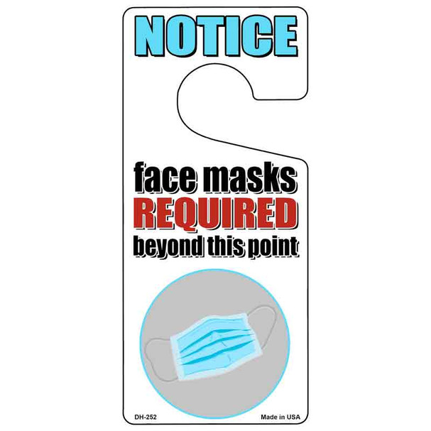 Face Masks Required White  Wholesale Novelty Metal Door Hanger DH-252