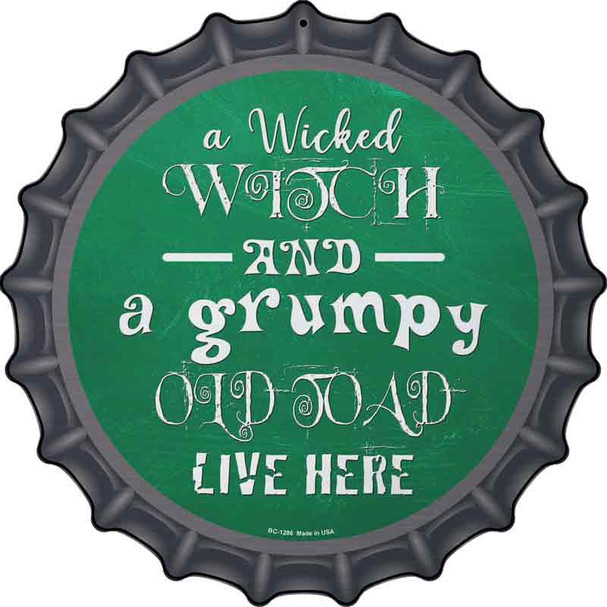 Wicked Witch and Grumpy Toad Wholesale Novelty Metal Bottle Cap Sign