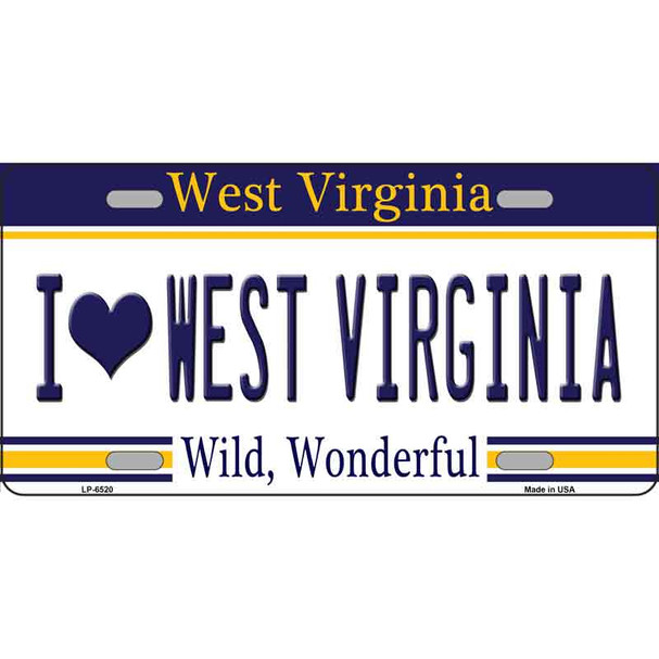 I Love West Virginia Novelty Wholesale Metal License Plate