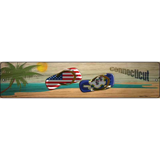 Connecticut Flag and US Flag Wholesale Novelty Metal Street Sign