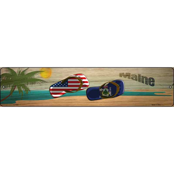 Maine Flag and US Flag Wholesale Novelty Metal Street Sign