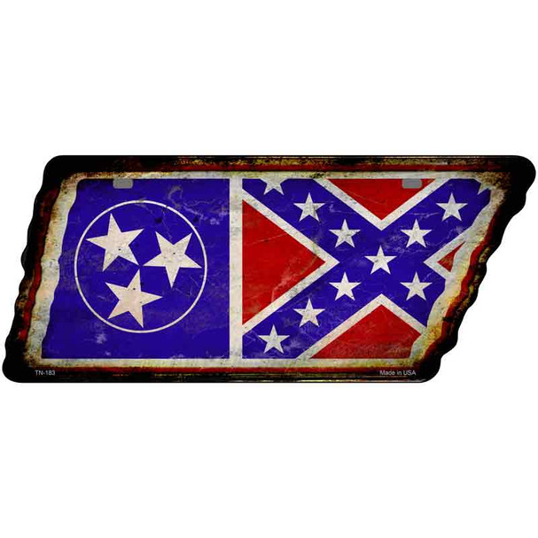 Tennessee Confederate Flag Wholesale Novelty Rusty Effect Metal Tennessee License Plate Tag