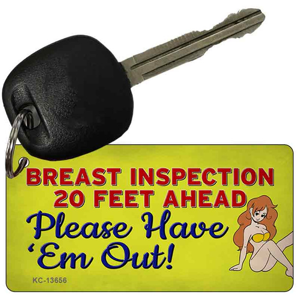 Breast Inspection Ahead Wholesale Novelty Metal Key Chain