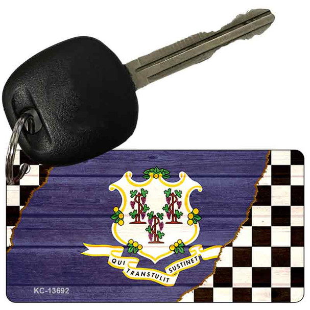 Connecticut Racing Flag Wholesale Novelty Metal Key Chain