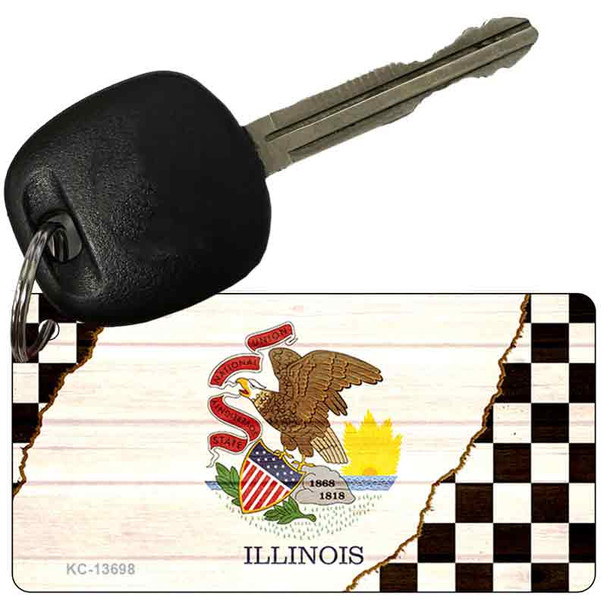 Illinois Racing Flag Wholesale Novelty Metal Key Chain