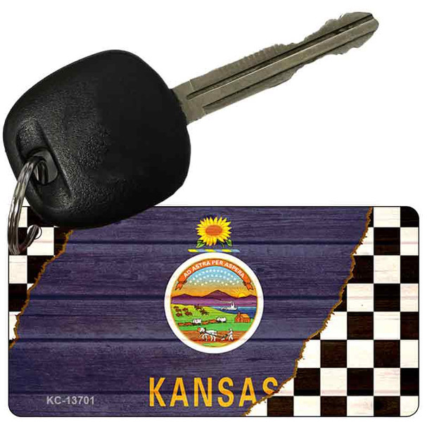 Kansas Racing Flag Wholesale Novelty Metal Key Chain