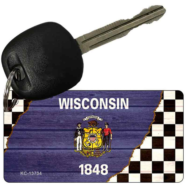 Wisconsin Racing Flag Wholesale Novelty Metal Key Chain