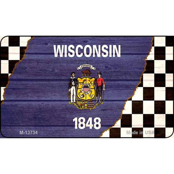 Wisconsin Racing Flag Wholesale Novelty Metal Magnet M-13734