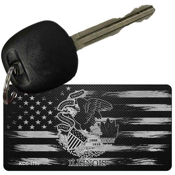 Illinois Carbon Fiber Effect Wholesale Novelty Metal Key Chain