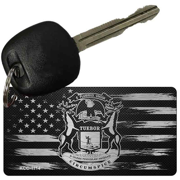 Michigan Carbon Fiber Effect Wholesale Novelty Metal Key Chain