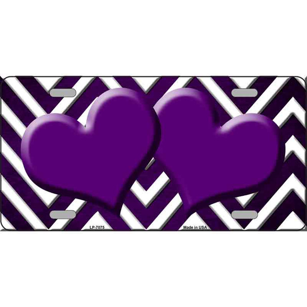 Purple White Hearts Chevron Oil Rubbed Wholesale Metal Novelty License Plate