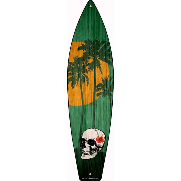Skull And Palm Trees Wholesale Novelty Metal Surfboard Sign