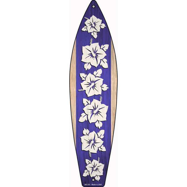 Purple And White Flowers Wholesale Novelty Metal Surfboard Sign