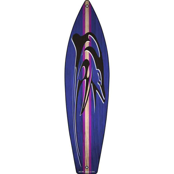 Dolphin Purple Striped Wholesale Novelty Metal Surfboard Sign