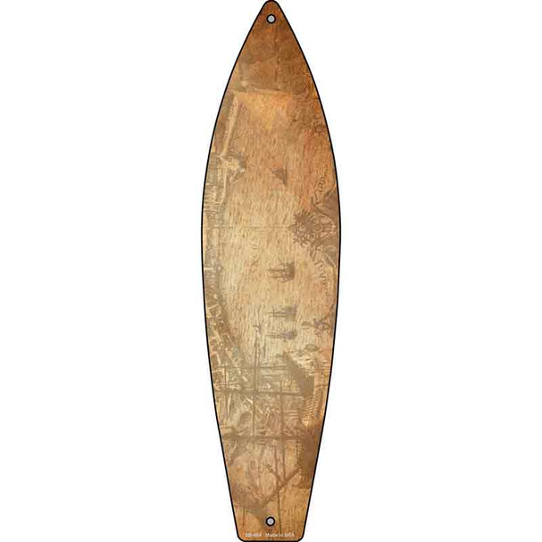 Vintage Map With Sea Wholesale Novelty Metal Surfboard Sign
