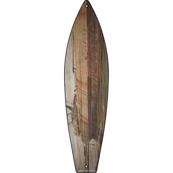 Rusty Boat Hull In Water Wholesale Novelty Metal Surfboard Sign