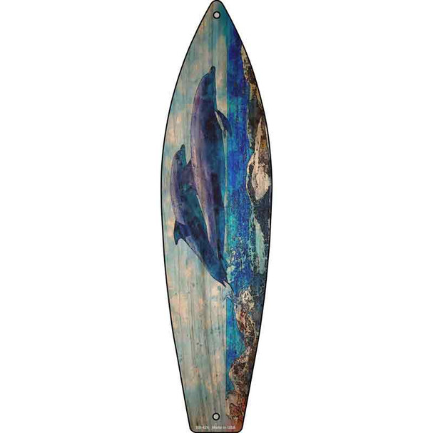 Dolphins Jumping Wholesale Novelty Metal Surfboard Sign