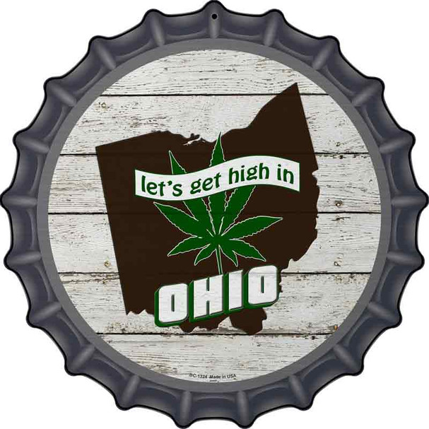 Lets Get High In Ohio Wholesale Novelty Metal Bottle Cap Sign
