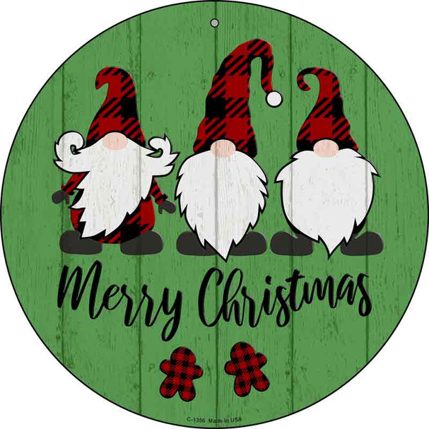 Merry Christmas Gnomes Wholesale Novelty Metal Circular Sign C-1356