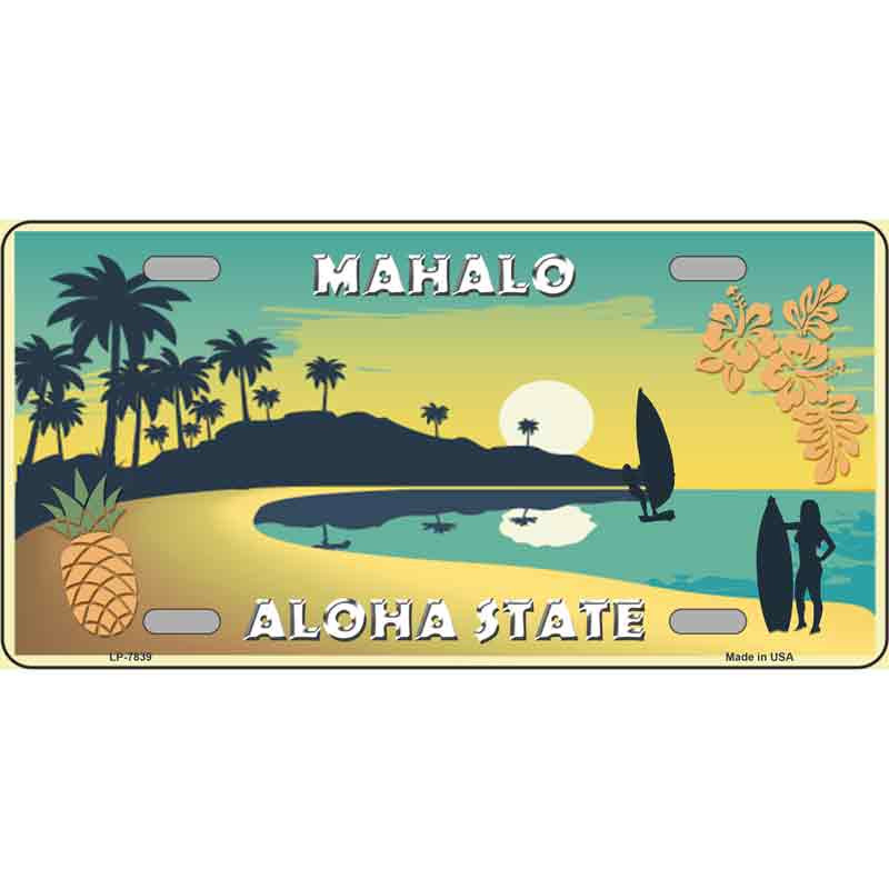 Mahalo Pineapple Hawaii Blank State Background Novelty Wholesale