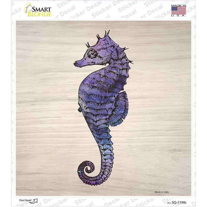 Seahorse on Wood Wholesale Novelty Square Sticker Decal