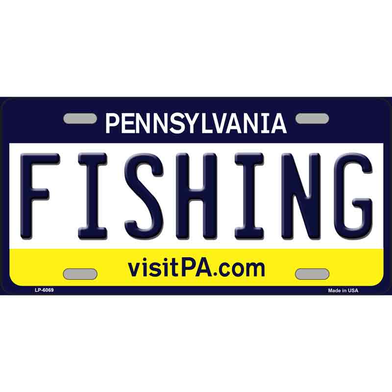 Fishing Pennsylvania State Background Novelty Wholesale Metal License Plate  Tag