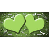 Lime Green White Dragonfly Hearts Oil Rubbed Wholesale Metal Novelty License Plate