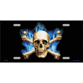 Blue Flame And Crossbones Wholesale Metal Novelty License Plate