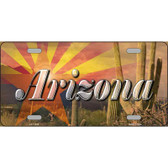 Arizona State Flag Overlay On Cactus Novelty Wholesale License Plate