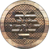 Corrugated Hawaiian Flowers on Wood Wholesale Novelty Metal Circular Sign C-1056