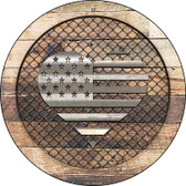 Corrugated American Flag Heart on Wood Wholesale Novelty Metal Circular Sign C-1062