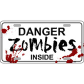 Danger Zombies Inside Novelty Wholesale Metal License Plate