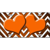 Orange White Hearts Chevron Oil Rubbed Wholesale Metal Novelty License Plate