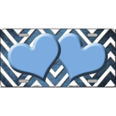 Light Blue White Hearts Chevron Oil Rubbed Wholesale Metal Novelty License Plate