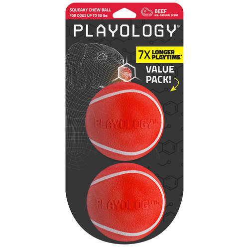 2-pack squeaky chew ball - beef - medium